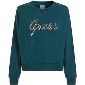 Guess, Dames, Sweatshirts & Hoodies, Groen, Maat: S Katoen,