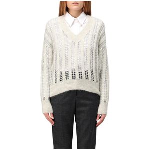 Brunello Cucinelli, Dames, Truien, Grijs, Maat: XL Zijde,