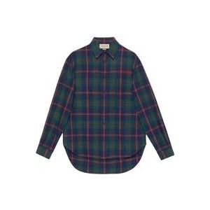 Gucci Tartan-print geborduurd overhemd , Multicolor , Heren , Maat: XL