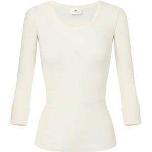 Elisabetta Franchi, Dames, Truien, Wit, Maat: M Wol,