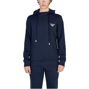 Emporio Armani, Heren, Sweatshirts & Hoodies, Blauw, Maat: S Katoen,