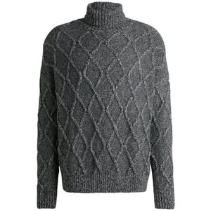 Hugo - Kabelgebreide Trui - Grijs - 37% Polyamide, 26% Wol, 25% Viscose, 5% Polyester, 4% Mohair, 3% Kasjmier