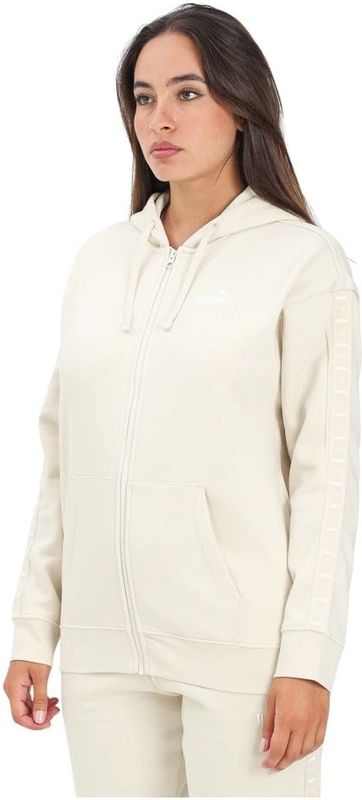 Puma - Witte Zip Essentials Tape Sweater - Sweatvest - Dames