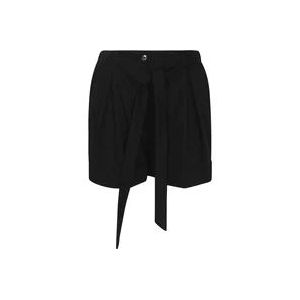 Pinko Zwarte Katoenen Poplin Geplooide Shorts , Black , Dames , Maat: XS