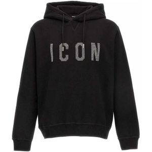 Dsquared2, Heren, Sweatshirts & Hoodies, Zwart, Maat: XL Katoen,