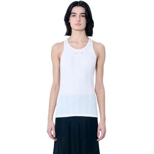 Maison Margiela - Logo Patch Rib Tank Top - Wit - Katoen