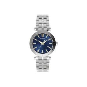 Versace V-Race Roestvrij Staal Blauw Wijzerplaat Horloge , Gray , Heren , Maat: ONE Size