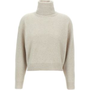 Brunello Cucinelli, Dames, Truien, Beige, Maat: L Zijde,