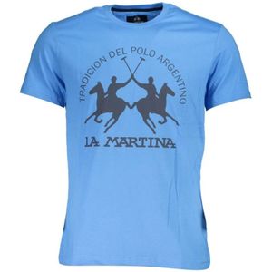 La Martina - Katoenen T-shirt - Blauw - Geprint Design