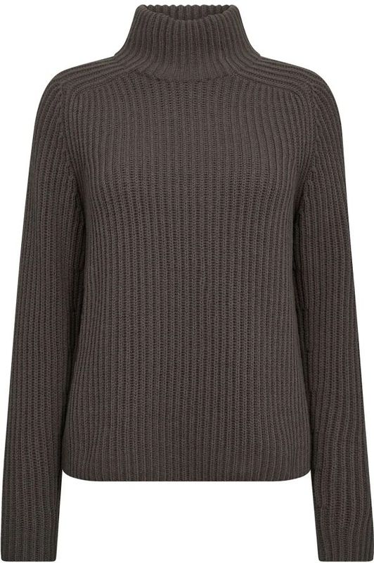 Mos Mosh - Mmthyra Highneck Knit 165750 - Gebreide Trui - Grijs - 100% Wol