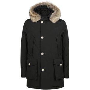 Woolrich Afneembare bontparka voor Arctisch weer , Black , Heren , Maat: S