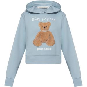Palm Angels, Dames, Sweatshirts & Hoodies, Blauw, Maat: L Katoen,