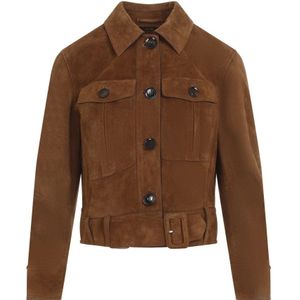 Tom Ford, Dames, Jassen, Bruin, Maat: XS Leer,