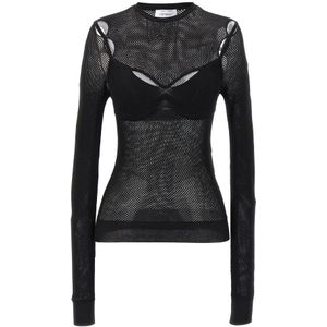 Off White, Dames, Tops, Zwart, Maat: XS Viscose,