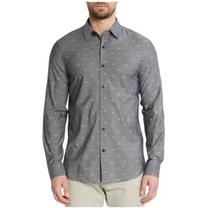 Guess, Heren, Overhemden, Grijs, Maat: M Katoen,