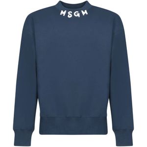 Msgm, Heren, Sweatshirts & Hoodies, Blauw, Maat: S Katoen,