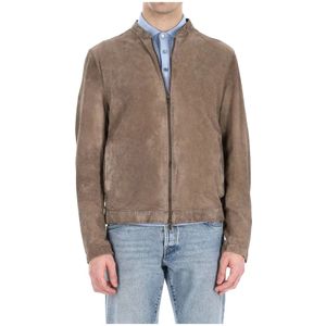 Salvatore Santoro, Heren, Jassen, Grijs, Maat: L Leer,