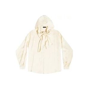 Balenciaga Ivory all over logo printed hooded blouse , White , Dames , Maat: XS