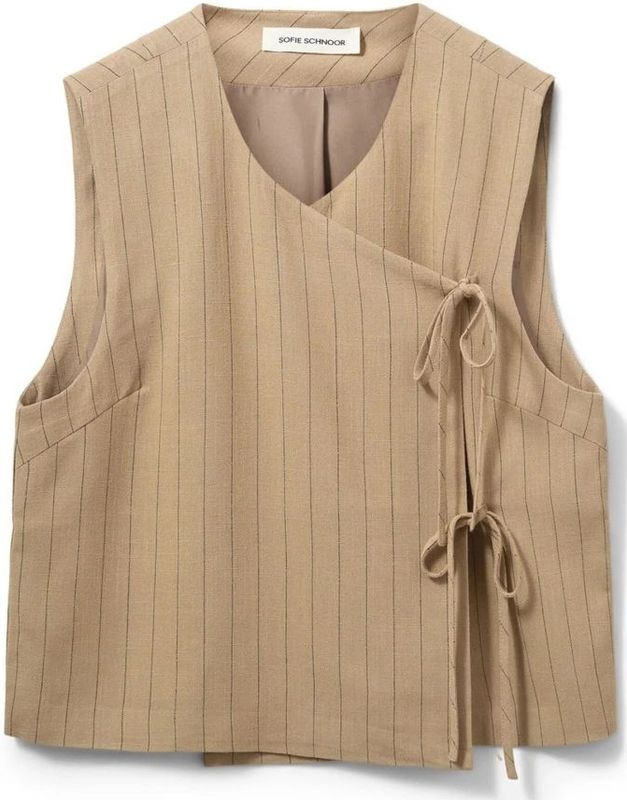 Sofie Schnoor - Gestreepte Lichtbruine Vest - Dames - Polyester