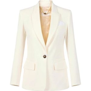 Elisabetta Franchi, Dames, Jassen, Beige, Maat: S Gabardine,