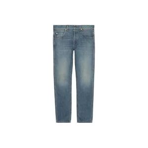 Gucci Blauwe Stonewashed Jeans met Tapered Pijpen , Blue , Heren , Maat: W31