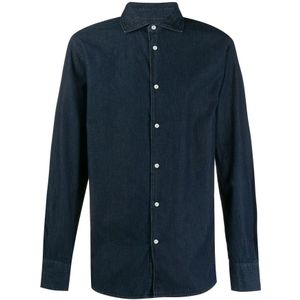 deperlu, Heren, Overhemden, Blauw, Maat: S Denim,