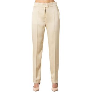 Max Mara Studio, Dames, Broeken, Beige, Maat: XL Satijn,
