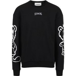 Iceberg, Heren, Sweatshirts & Hoodies, Zwart, Maat: L Katoen,