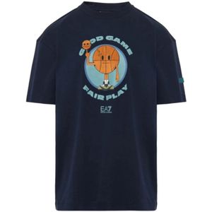 Emporio Armani Ea7, Heren, Tops, Blauw, Maat: M Katoen,