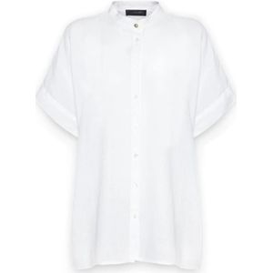 Elena Mirò, Dames, Blouses & Shirts, Wit, Maat: S/M Linnen,