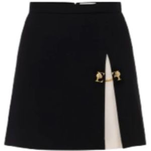 Elisabetta Franchi - Rok - Zwart - Tweekleurig Crêpe - Gouden Detail