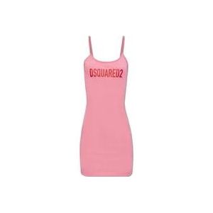 Dsquared2 Jurk met logo , Pink , Dames , Maat: XS