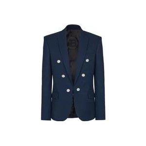 Balmain Twill 6-knoops jasje , Blue , Heren , Maat: S