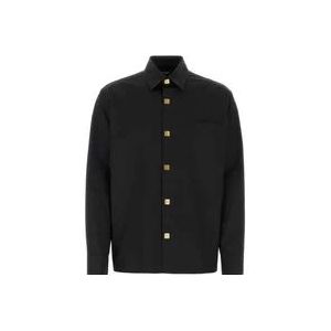 Balmain Zwarte Poplin Overhemd - Klieke Stijl , Black , Heren , Maat: XL