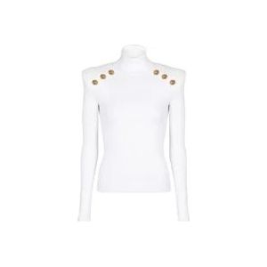 Balmain Gebreide trui met gouden knopen , White , Dames , Maat: L