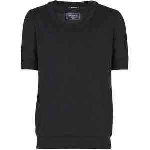 Balmain Gebreid T-shirt met twee kragen , Black , Heren , Maat: S
