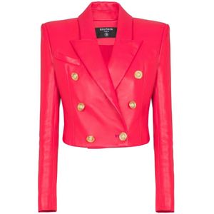 Balmain Geknipte lamsvacht 6-knopen jas , Pink , Dames , Maat: XS