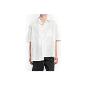 Lanvin Witte Asymmetrische Korte Mouw Shirt , White , Heren , Maat: XL