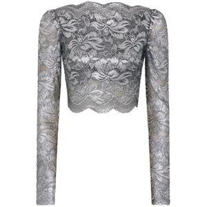 Rabanne, Dames, Blouses & Shirts, Grijs, Maat: 2XS Polyamide,