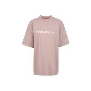 Balenciaga Roze Mirror T-shirts en Polos , Pink , Dames , Maat: S