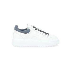 Hogan Witte en Blauwe H-Stripes Leren Sneakers , White , Heren , Maat: 41 1/2 EU