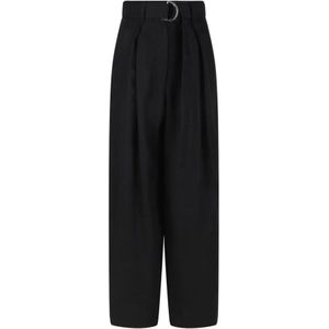 Max Mara, Dames, Broeken, Zwart, Maat: 3XS Linnen,