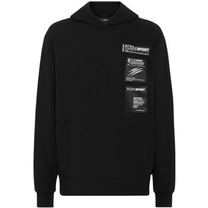 Plein Sport, Heren, Sweatshirts & Hoodies, Zwart, Maat: XL Katoen,