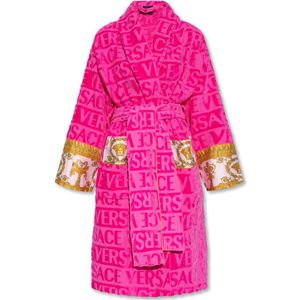 Versace - Badjas - Roze - Textuurkatoen - Met Barok-motief en Medusa-hoofd