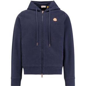 Moncler, Heren, Sweatshirts & Hoodies, Blauw, Maat: M Katoen,