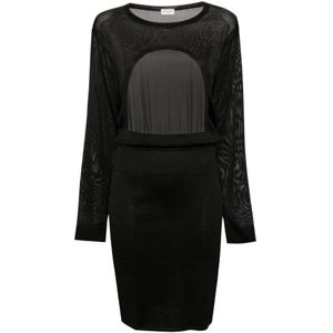 Saint Laurent, Dames, Jurken, Zwart, Maat: S Viscose,