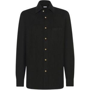 Kiton, Heren, Overhemden, Zwart, Maat: XL Flanel,