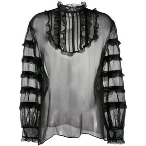 Valentino, Dames, Blouses & Shirts, Zwart, Maat: XS Zijde,