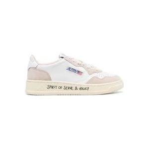 Autry Medalist Low Sneaker in Blanco Taupe Letters , Multicolor , Dames , Maat: 38 EU