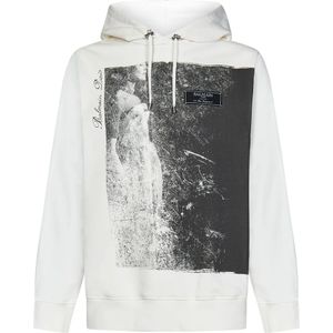 Balmain Witte Katoenen Hoodie met Fotoprint , White , Heren , Maat: L